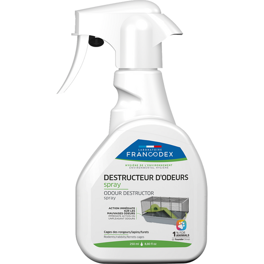 Francodex odor destruction -suihke jyrsijä-, kaniini- ja frettihäkkeihin 250ml