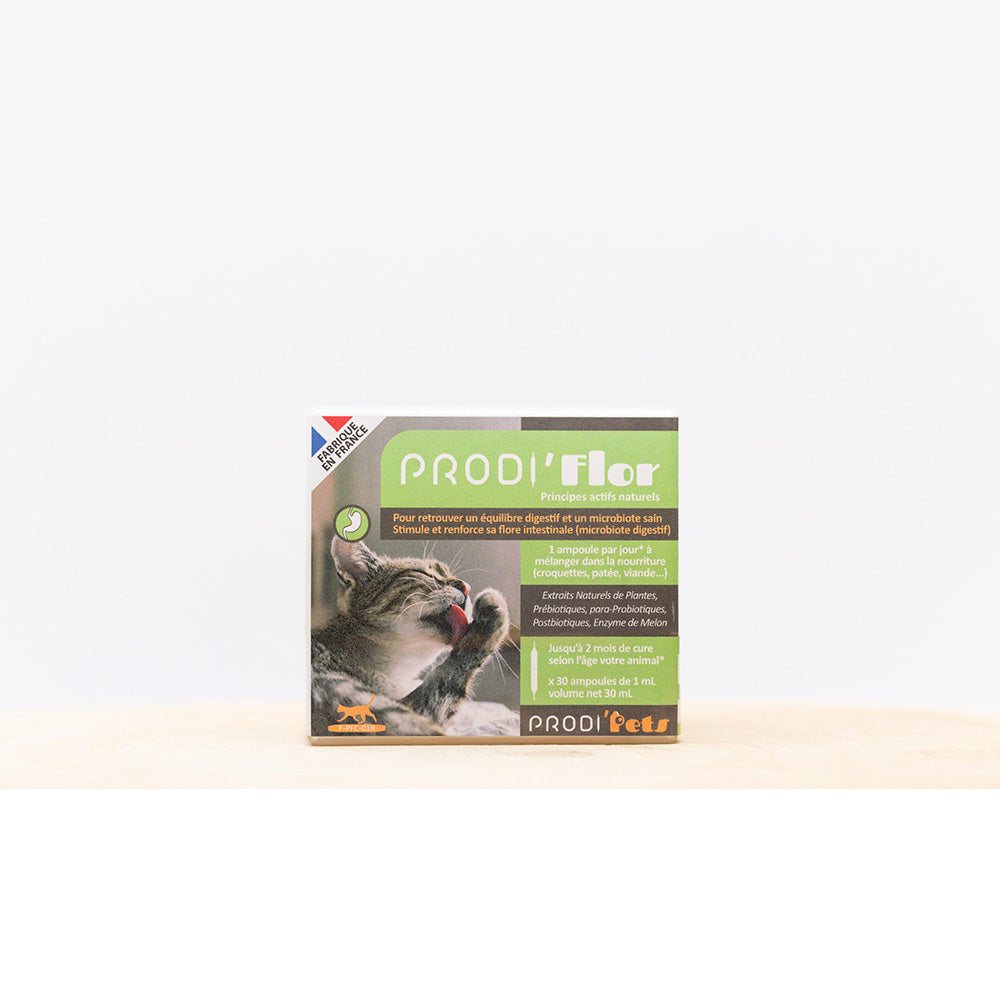 Prodi'Flor Cat helps with intestinal problems with probiotics and plant extracts