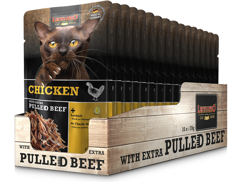 Leonardo Chicken + extra pulled Beef 70g, 16pcs/box