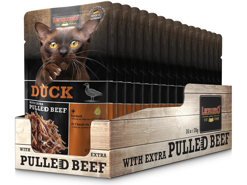 Leonardo Duck + extra pulled Beef 70g, 16pcs/box