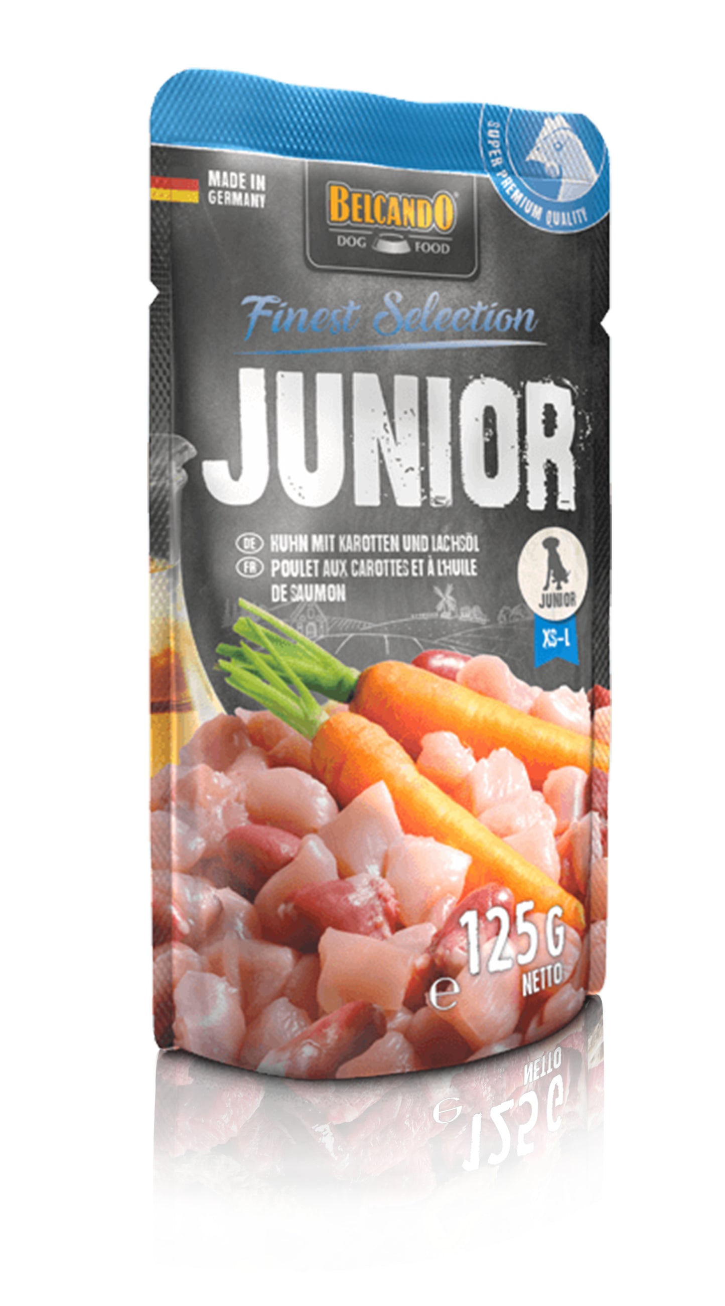 Belcando Junior Kanaa, porkkanaa ja lohiöljyä 125g/ 12kpl LAATIKKO