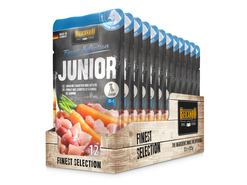 Belcando Junior Kanaa, porkkanaa ja lohiöljyä 125g/ 12kpl LAATIKKO
